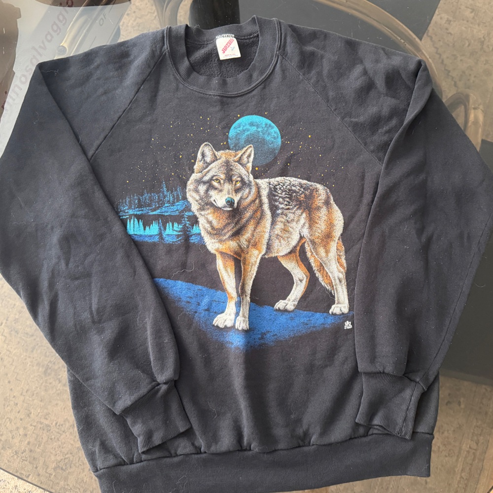 Vintage Jerzees Black Wolf Crewneck Sweater